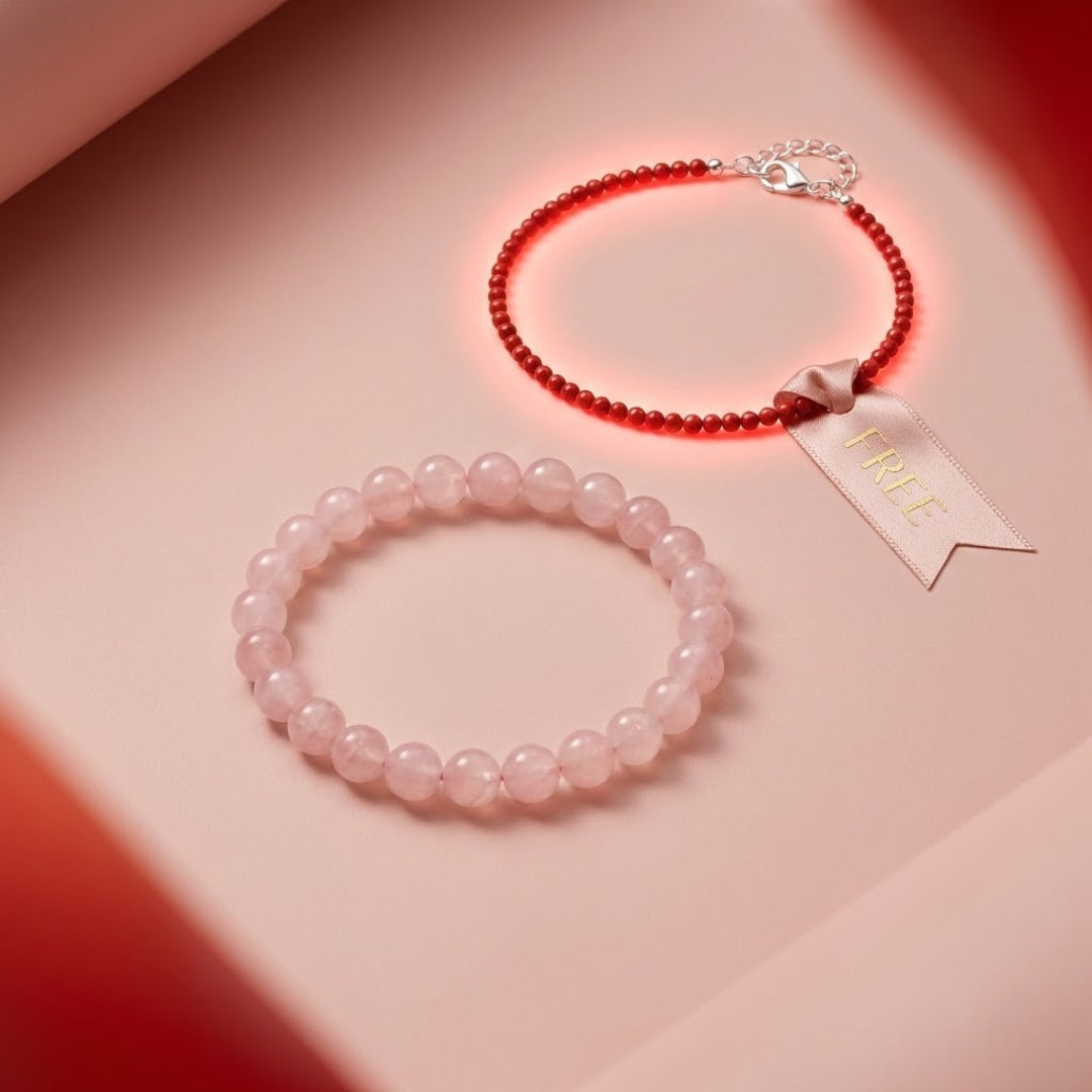 Rose Quartz Bracelet With Free Red Jasper Anklet