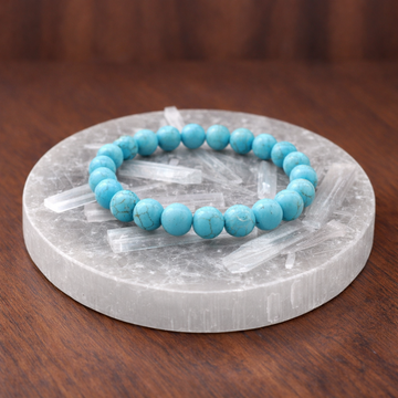 Turquoise Bracelet with Free Raw Selenite Plate