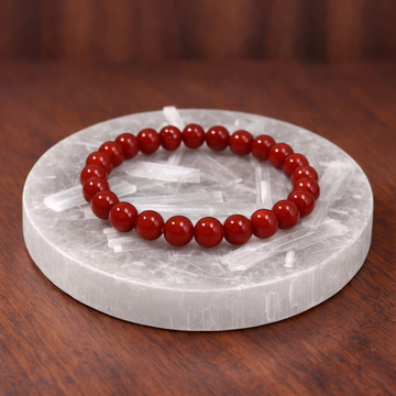 Red Jasper Bracelet with Free Raw Selenite Plate