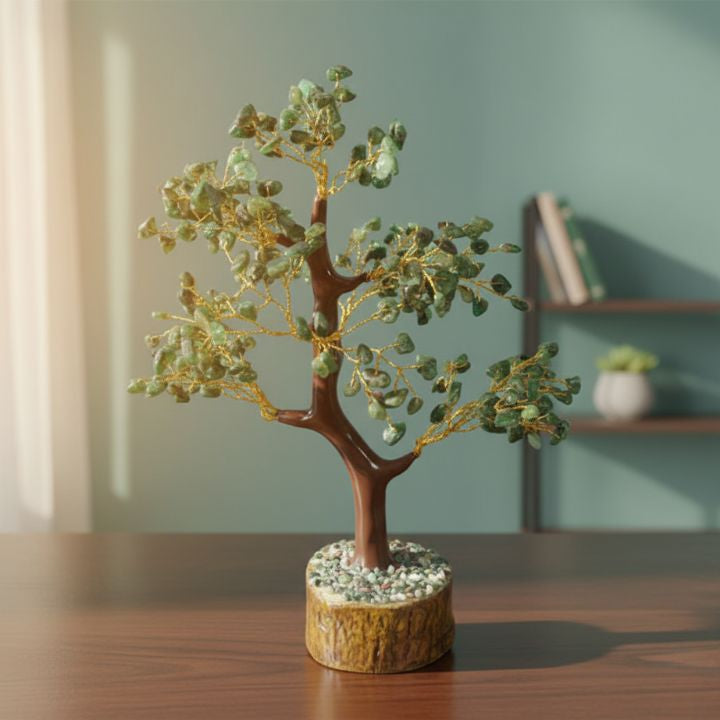 Green Jade Tree – Natural crystal tree for prosperity, harmony, and energy healing.