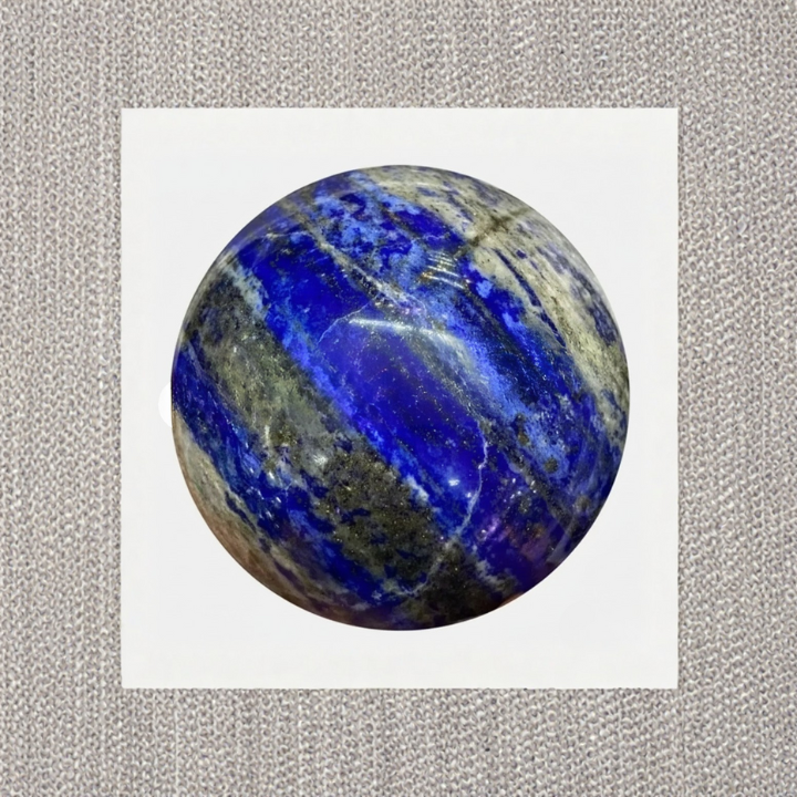 Close-up of Lapis Lazuli Cluster Ball showing natural crystal clusters for meditation and spiritual balance.