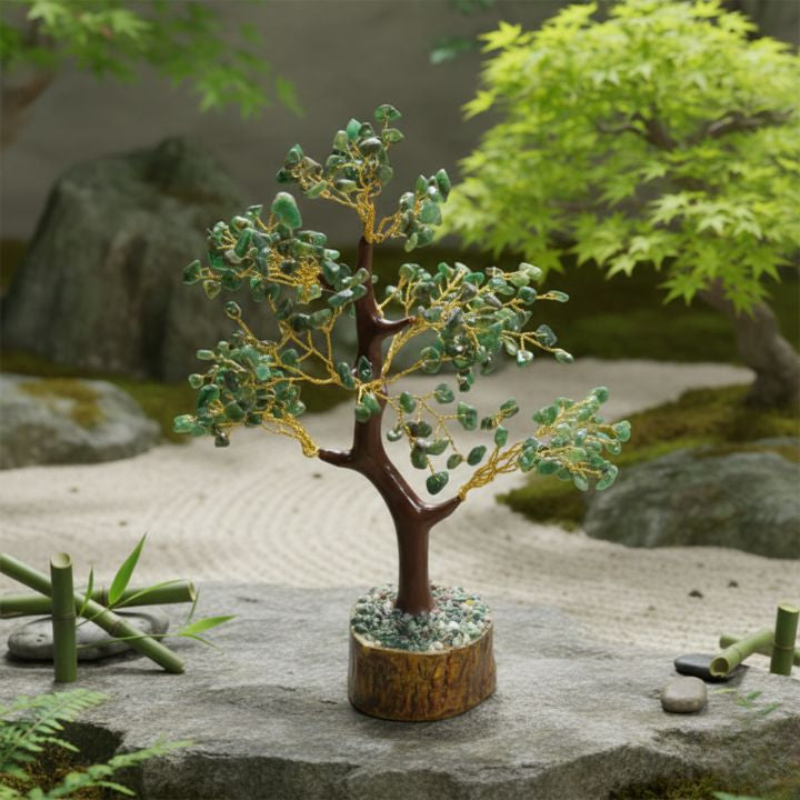 Green Jade Tree – Natural crystal tree for prosperity, harmony, and energy healing.