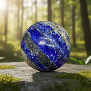 Lapis Lazuli Cluster Ball – Deep blue crystal sphere for wisdom, clarity, and energy healing.