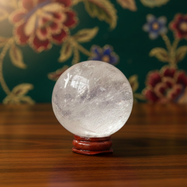 Clear Quartz Cluster Ball – Natural crystal sphere for energy healing and positivity.