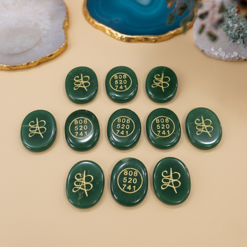 Green Jade ZIBU Coins – Healing coins with ZIBU symbols for prosperity and harmony.