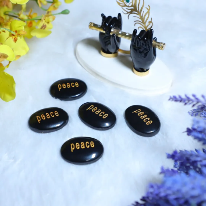 Black Tourmaline ZIBU Coins – Protective healing coins with ZIBU symbols for negative energy shielding.