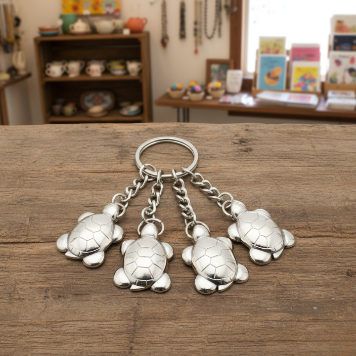 Close-up of Pyrite Key Chain showing natural crystal for prosperity and abundance.