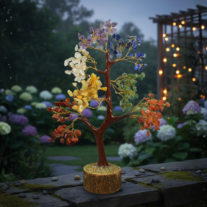 Seven Chakra Tree – Colourful crystal tree for chakra balancing and spiritual energy.