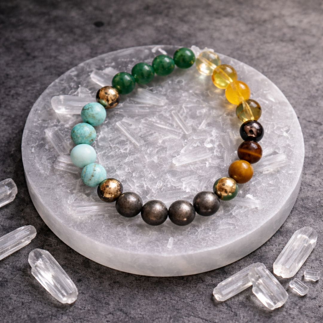 Money Magnet Bracelet with Free Raw Selenite Plate